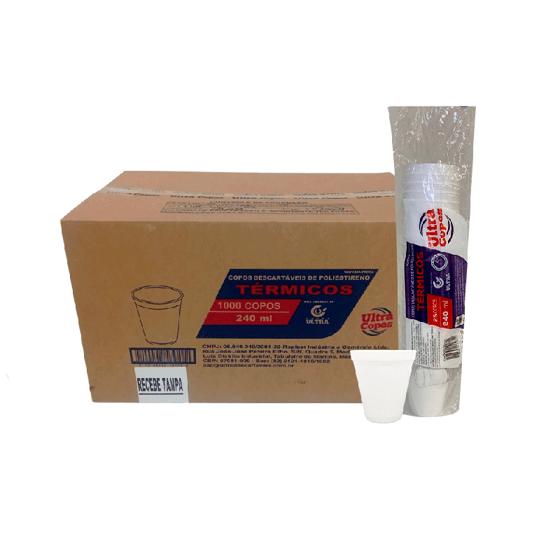 Copo de Isopor 240ml Térmico Linha Replast Ultra 1.000 unidades