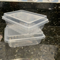 Kit Pote 500ml Retangular Translúcido com Tampa Copaza 12 pacotes com 25 unidades