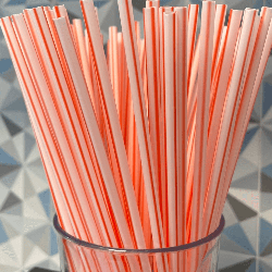 Canudo 6mm para MilkShake Branco e vermelho em Sachê Bicão com 3.000 unidades