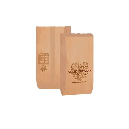 Saco para Pão Papel Kraft Natural 2Kg Embale Bem 500 unidades - Impressão Volte Sempre