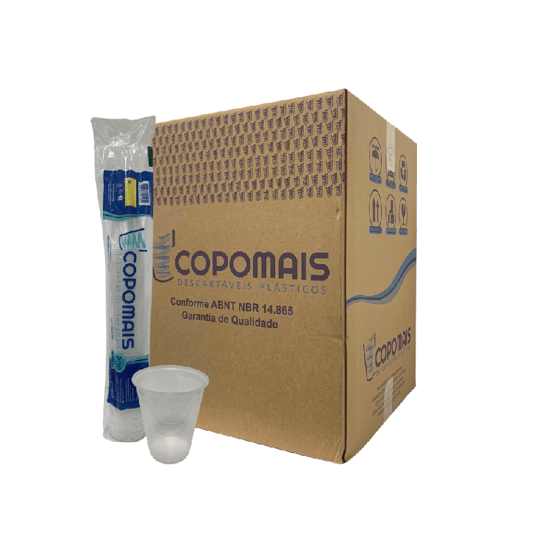 Copo 200ml Transparente Copomais ABNT 2012 PS 2.500 unidades