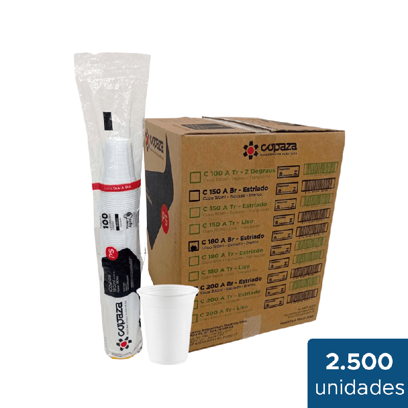 Copo 180ml Branco PS Copaza 2.500 unidades
