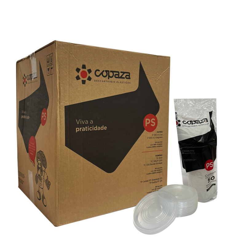 Tampa Descartável TC300 Translúcida sem Furo para Copos de 300/300ml Copaza 2.000 unidades