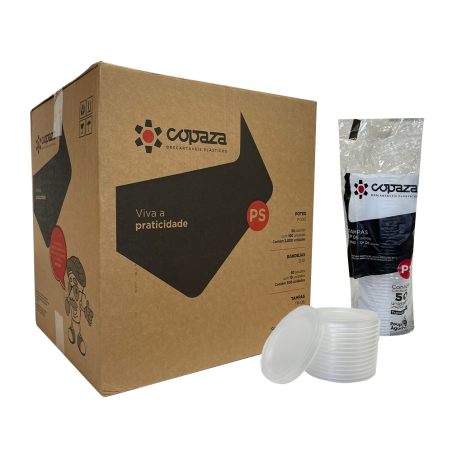 Tampa Descartável TP06 sem Furo Translúcida para Copo 100ml e Potes 75/100/120ml Copaza 3.000 unidades