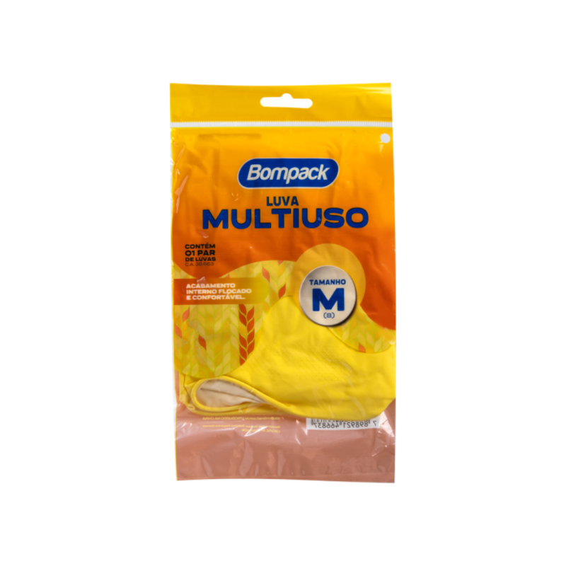 Luva Látex Bompack M Amarela