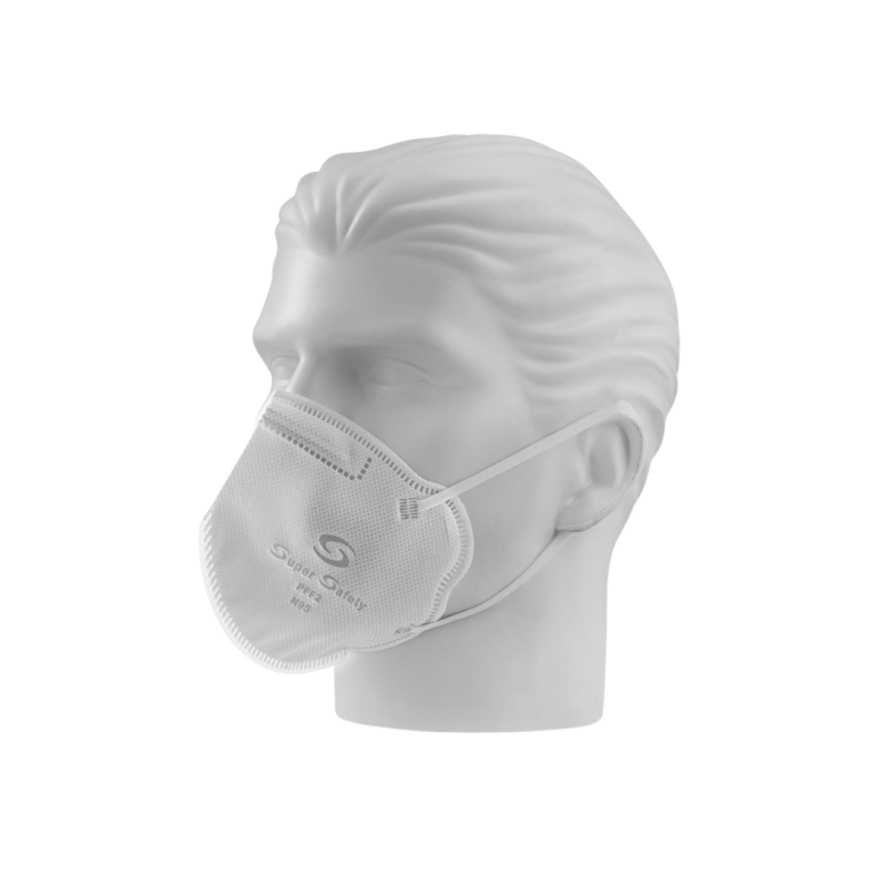 Máscara Descartável PFF2-S Sem Válvula Branco Super Safety