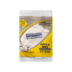 Máscara Descartável PFF2-S Sem Válvula Branco Super Safety
