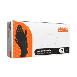 Luva Nitrilo G Medix Sem Pó Preta