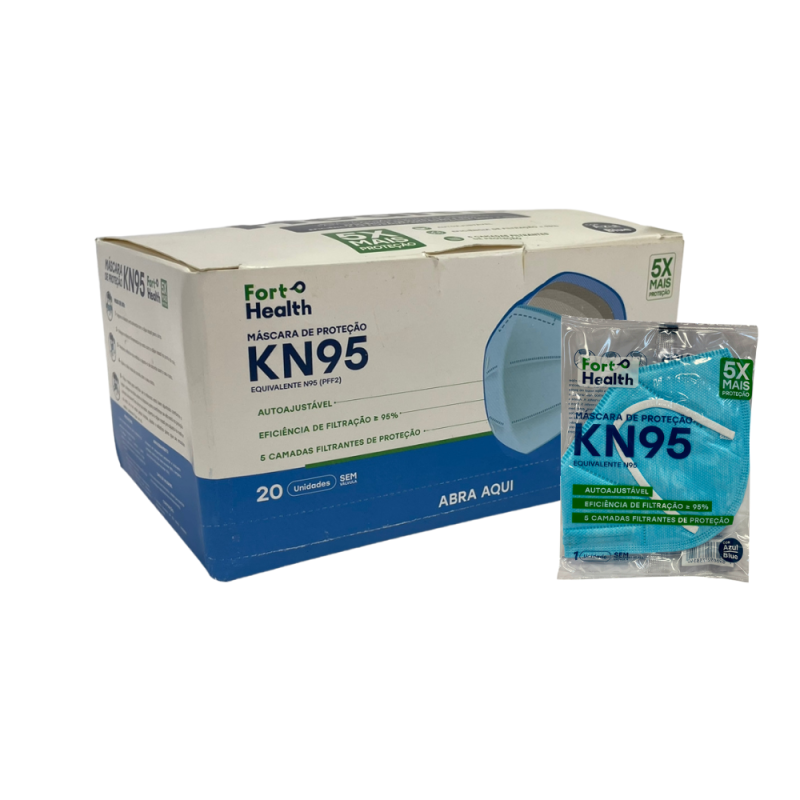 Máscara Descartável KN95 Azul Fort Flex 20 unidades