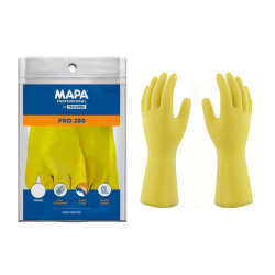 Luva de Látex Amarela G Forrada Mucambo CA 40969 Proteção Química e Mecânica