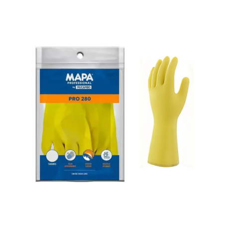 Luva de Látex Amarela M Forrada Mucambo CA 40969 Proteção Química e Mecânica
