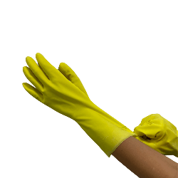 Luva de Látex Amarela M Forrada Mucambo CA 40969 Proteção Química e Mecânica