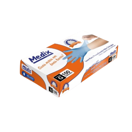 Luva Nitrílica Azul G Sem Pó Medix CA 40093 Proteção Biológica Procedimento Não Cirúrgico100 unidades