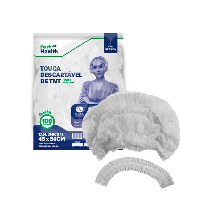 Touca de TNT Descartável Fort Flex 100 unidades