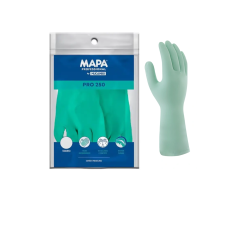 Luva de Látex Verde M Forrada Mucambo Mapa CA 2429 Proteção Química e Mecânica