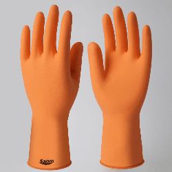 Luva de Látex Laranja G Sanro Plus CA 6110 Proteção Química e Mecânica