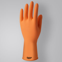 Luva de Látex Laranja P Sanro Plus CA 6110 Proteção Química e Mecânica