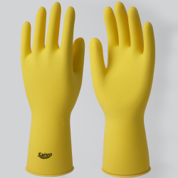 Luva de Látex Amarela P Sanro Top CA 40044 Proteção Química e Mecânica