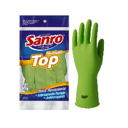 Luva de Látex Verde P Sanro Top CA 40045 Proteção Química e Mecânica