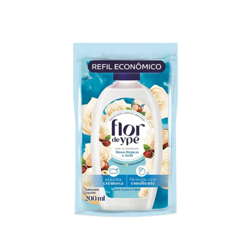 Sabonete 200ml Rosas Brancas e Avelã Refil Flor de Ypê