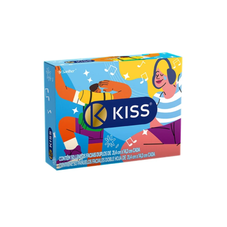 Lenço de Papel Kiss Com 50 Folhas - Embalagem Sortida