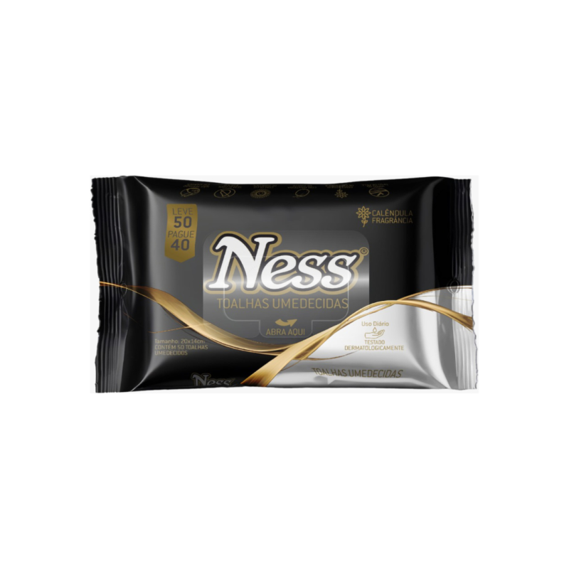 Lenço Umedecido Folha Simples 20x14cm Ness