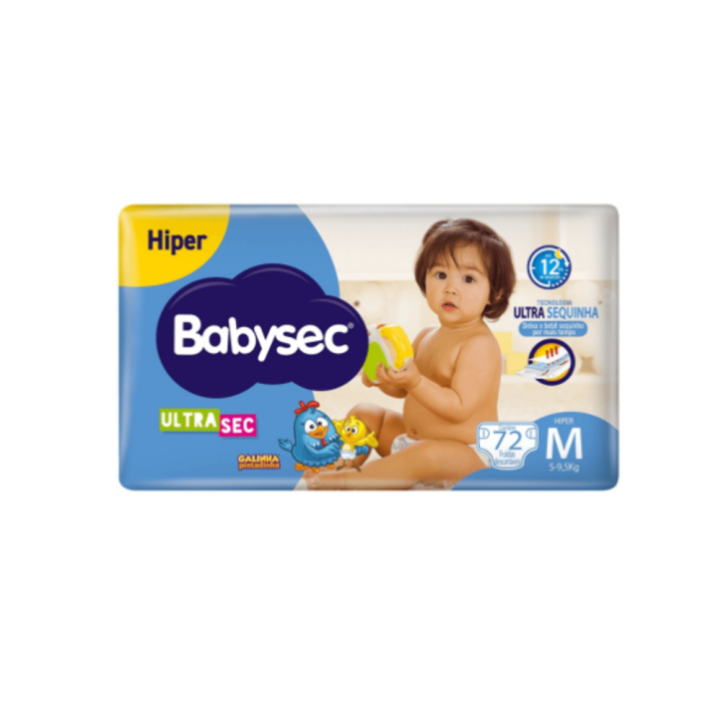 Fralda Babysec Ultrasec Hiper M com 72 unidades - 5 a 9,5kg