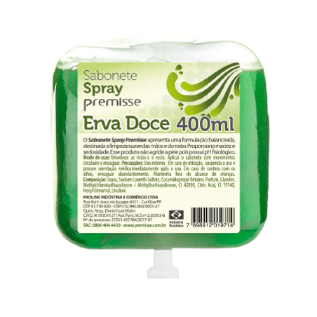 Sabonete Spray Erva Doce Premisse Refil 400ml