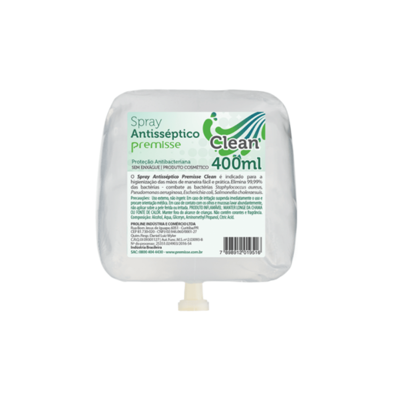 Refil Álcool 70% Spray Clean Premisse 400ml