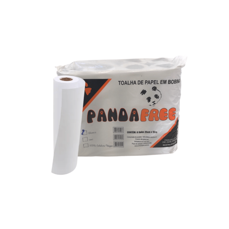 Papel Toalha Bobina 25X50X8 PandaFree Branco