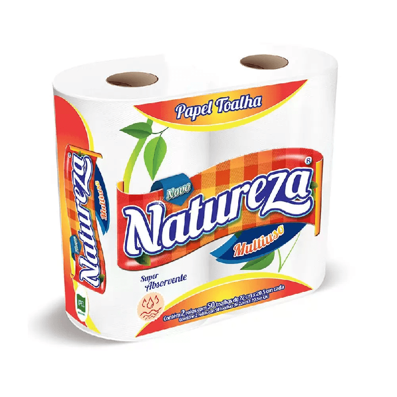 Papel Toalha Para Cozinha Natureza Pacote com 2 Rolos