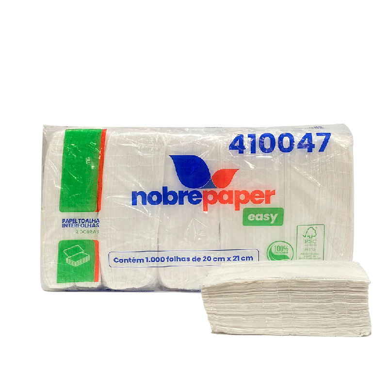 Papel Interfolha Folha Simples 2 Dobras 100% Celulose 20x21cm Nobre 1000 folhas