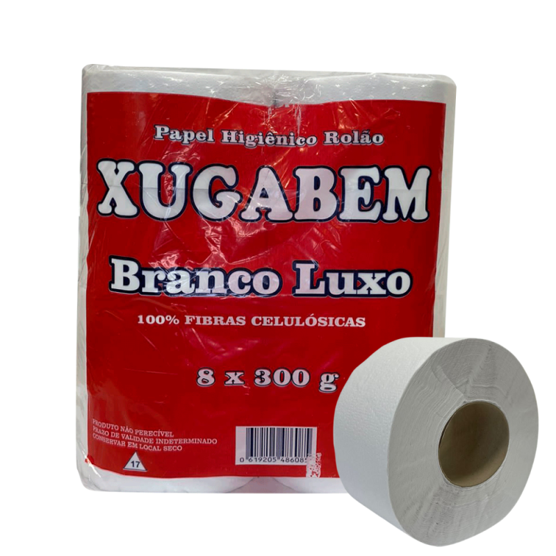 Papel Higiênico Rolão Folha Simples Luxo Xugabem 8 rolos de 300g