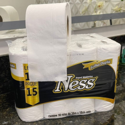 Papel Higiênico Folha Dupla Ness com Alça 4 pacotes com 16 rolos de 30 metros
