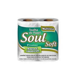 Papel Toalha Para Cozinha Folha Dupla Soul Soft Com 2 Rolos