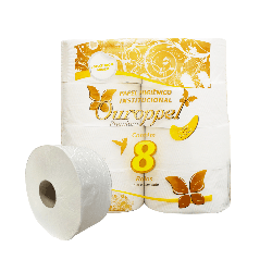 Papel Higiênico Folha Simples 100% celulose 9cm Ouroppel 8 rolos de 300 metros