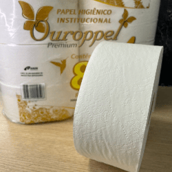 Papel Higiênico Folha Simples 100% celulose 9cm Ouroppel 8 rolos de 300 metros