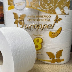 Papel Higiênico Folha Simples 100% celulose 9cm Ouroppel 8 rolos de 300 metros