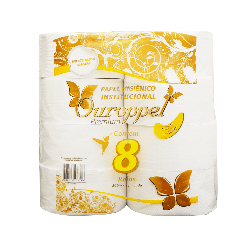 Papel Higiênico Folha Simples 100% celulose 9cm Ouroppel 8 rolos de 300 metros