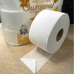 Papel Higiênico Rolão Folha Simples 100% Celulose Ouroppel 8 rolos de 300m