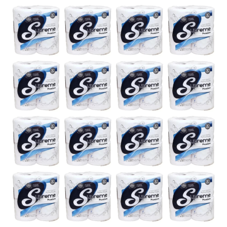 Papel Higiênico Folha Dupla Supreme 16 pacotes com 4 rolos de 30m