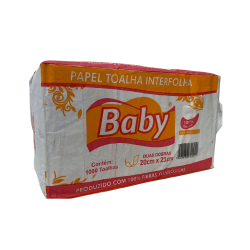 Papel Interfolha 100% celulose 20x21 2 dobras folha simples Baby com 1.000 folhas