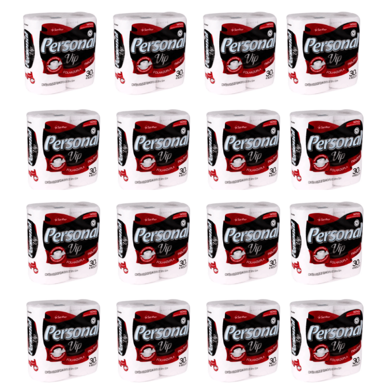 Papel Higiênico Folha Dupla Personal Vip 16 pacotes com 4 rolos de 30 metros