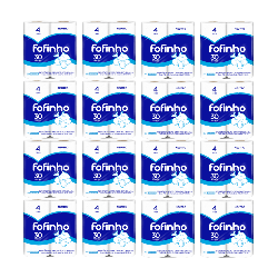 Papel Higiênico Folha Simples Fofinho 16 pacotes de 4 rolos com 30m