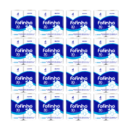 Papel Higiênico Folha Simples Fofinho 16 pacotes de 4 rolos com 30m