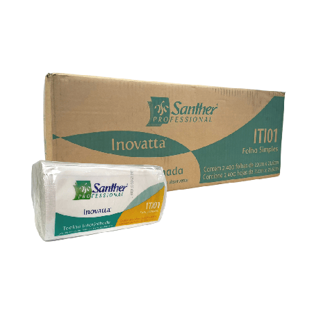 Papel Interfolha 100% Celulose Folha Simples Inovatta 2.400 folhas