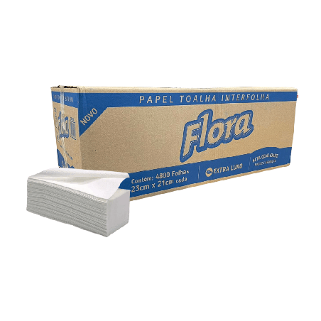 Papel Interfolha 100% Celulose Folha Simples 2 Dobras Flora 4.800 folhas