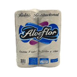 Papel Higiênico Folha Simples Branco Alveflor 8 rolos de 300m
