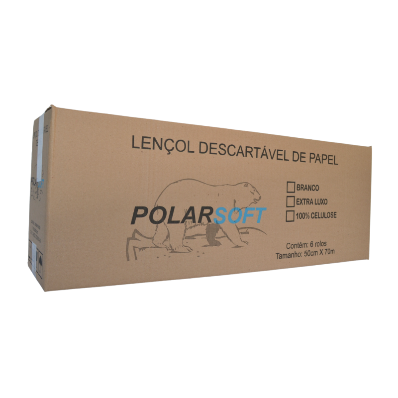 Lençol Hospitalar de Papel 70x50 Branco Polar caixa com 6 rolos