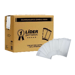 Guardanapo 20x20cm folha simples em Sachê com 2 folhas Líder caixa com 1.000 unidades